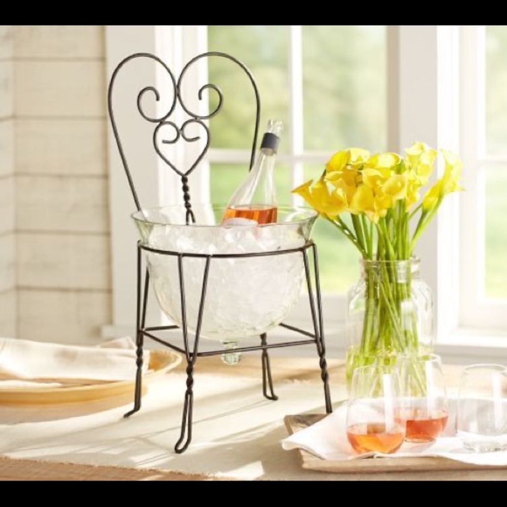 Pottery Barn Metal Wire Garden Chair Ice Bucket - Picture 1 of 7